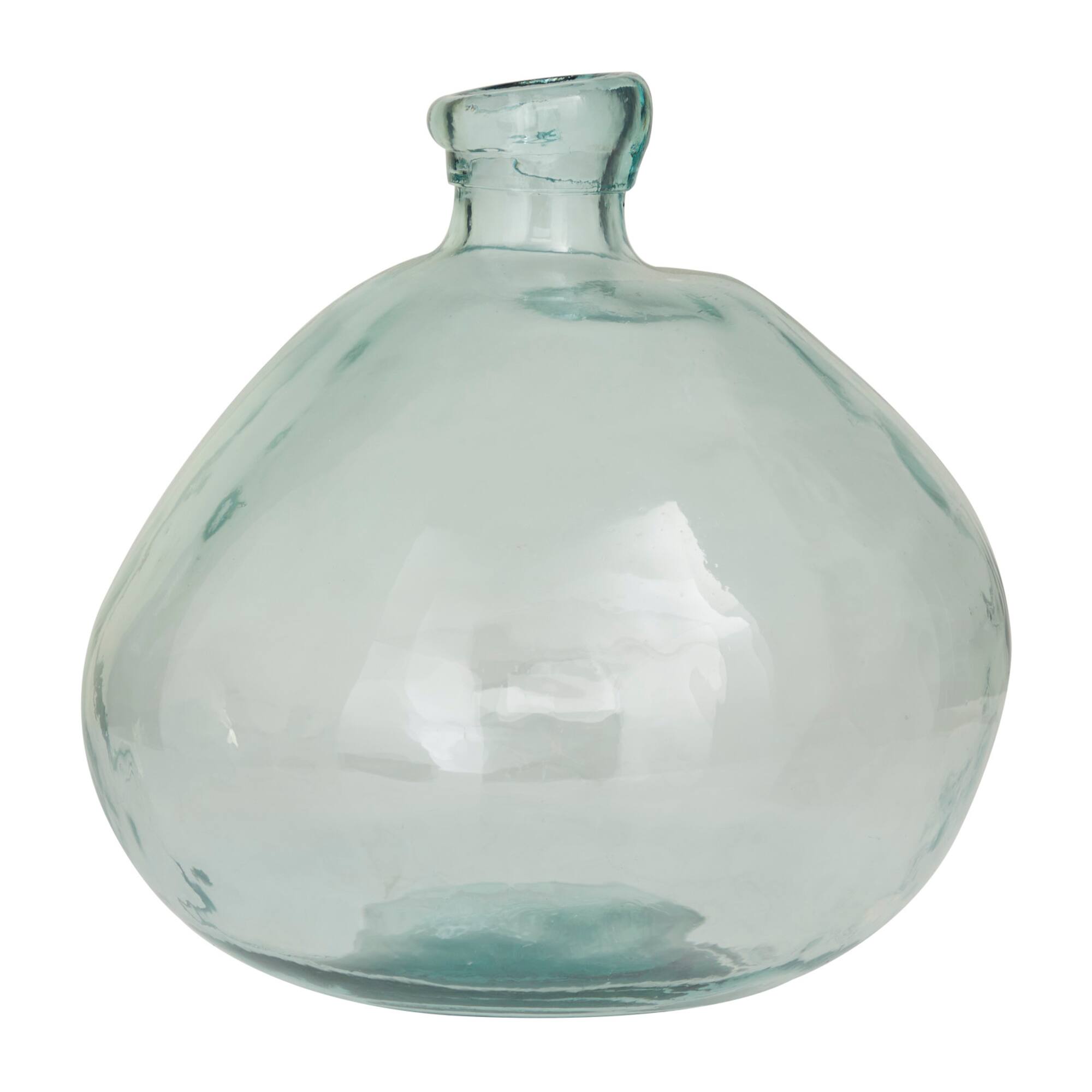 Blue Recycled Glass Handmade Spanish Vase 13" x 13" x 13"